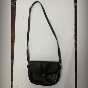 Maison Pourchet vintage Black Leather Shoulder crossbody Bag